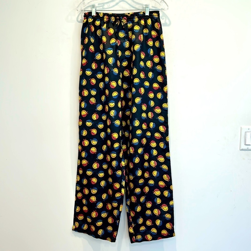 Vintage ANDALORO yellow smiley, pirate bandanna, red blue pants, unisex, medium